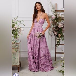 V. Chapman Lavender Floral Maxi Dress